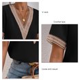 thumbnail image 4 of Blusa de encaje de crochet negra elegante XXL con escote en V, corte holgado y mangas cortas para un look de cita moderno, 4 of 5
