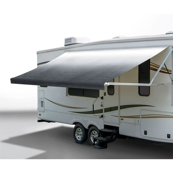 RecPro RV Awning Fabric Replacement | Width Options from 8 Feet to 22 Feet | Variety of Color Options | 8' (96") Length RV Awning Replacement | Premium Vinyl (16' - Actual Width 15' 1", Gray Fade)