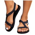 thumbnail image 3 of Bmisegm Women Sandals Fashionable New Pattern Simple Solid Color Flat Bottom Open Toe Breathable Comfortable Slip on Summer Slippers Sandals Women Summer Black 7.5, 3 of 9