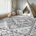 thumbnail image 6 of Reepow 9x12 Washable Vintage Boho Soft Non-Slip Low Pile Large Area Rug Carpet for Living Room Bedroom Kitchen,Floral Grey, 6 of 8