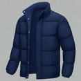 thumbnail image 2 of UVEASISHA Down Coats for Men Fashion Full Zip Stand Collar Puffer Jackets Solid Casual Windproof Insulated Parkas Thick Warm Snow Coat with Pockets Navy M, 2 of 6