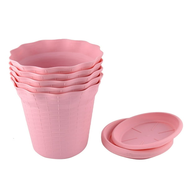 Pink Diameter Plastic Flower Pot Plant Planter Home Garden Decor 5pcs