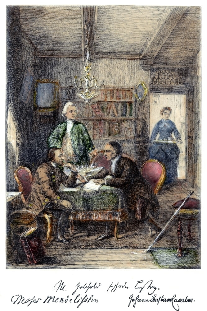 Moses Mendelssohn N 1729 1786 German Jewish Philosopher In Religious Conversation With Gotthold Lessing And Johann Lavater Color Wood Walmart Com