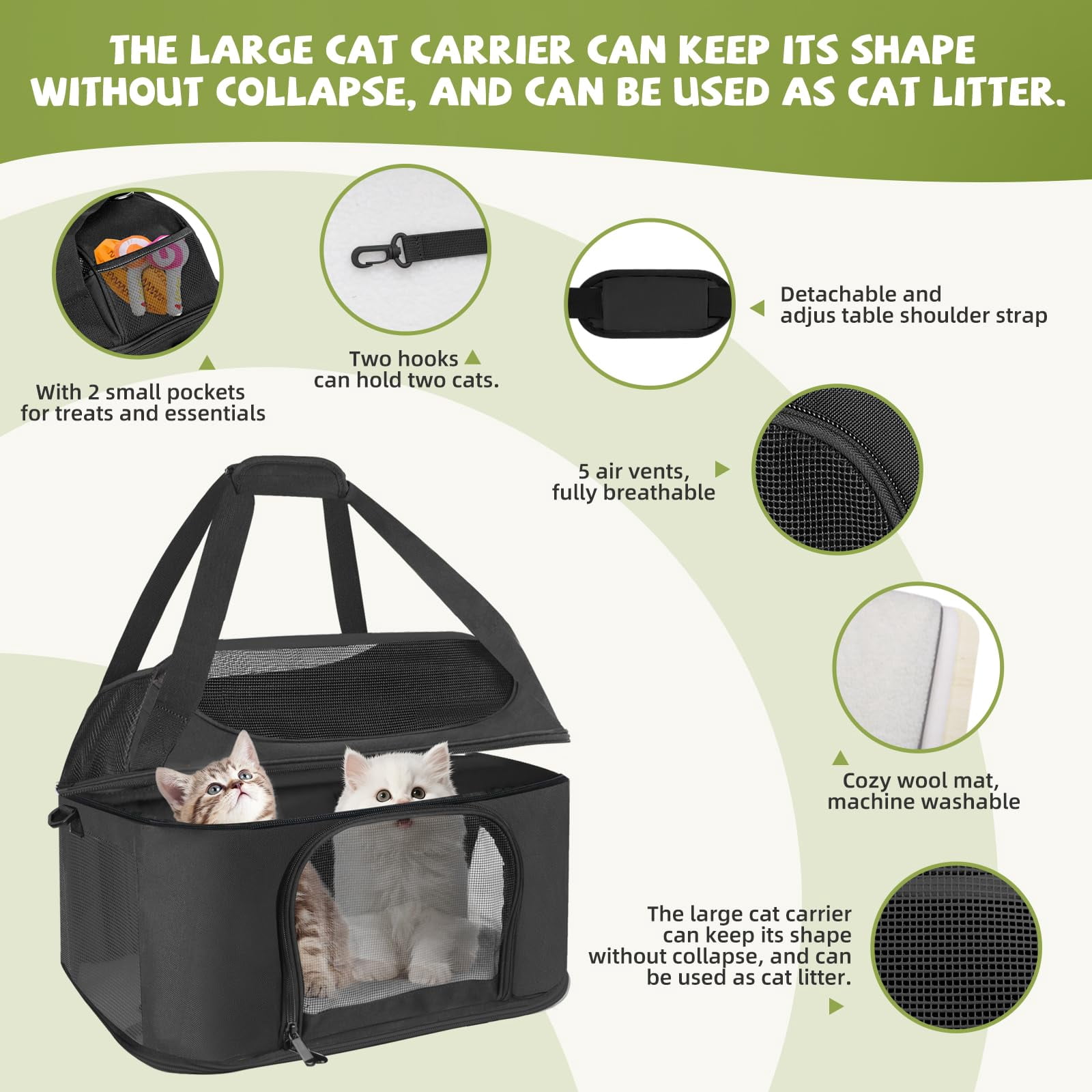 Premium Cat Carrier for Pets Up to 20 Lbs, Cat Travel Bag Soft-Sided Backpack Pet Carriers with Padded Shoulder Strap, Dog Carrier for Small Dogs Puppy Carry Airline Approved