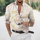 thumbnail image 2 of Camisas Vaqueras Para Hombre XXL Casual Hombres Solapa suelta Estampado geométrico Manga larga Puños Botón Puerto Estilo Floral Camisa Playa Hawaiianss Verano Top (Gold, 4XL), 2 of 3