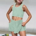 thumbnail image 2 of DGQPLPD Toddler Girl Summer Playwear Outfit Set Comfortable Stretchy Waist Vest Romper Casual Athletic Clothes For Kids XL Light Green, 2 of 9