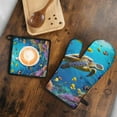 thumbnail image 5 of Sea Turtle Sjellyfish Kitchen Oven Mitt and Pot Holder Sets 2 Pcs for Baking, Cooking and Grilling, Heat Resistant Up To 392 °F, 5 of 7