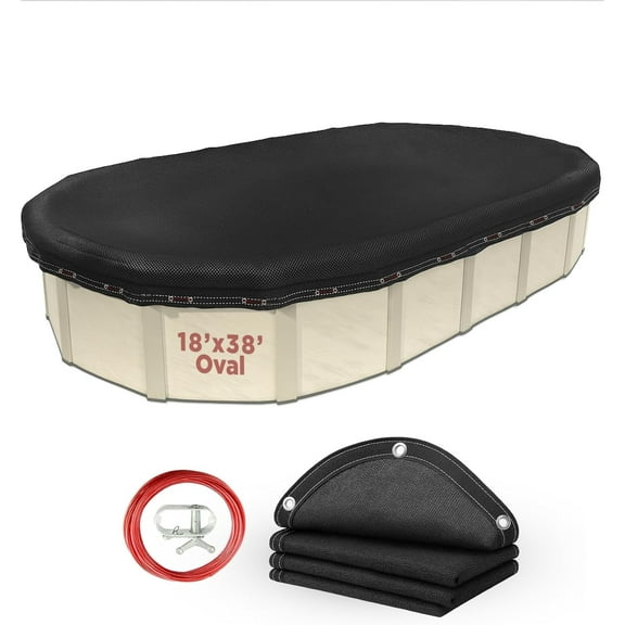Buffalo Blizzard Oval Micro Mesh Swimming Pool Winter Cover with Cover Clips, 18' x 38'