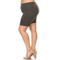thumbnail image 2 of MOA COLLECTION Women's Solid Slim Fit High Waist Plus Size Elastic Waistband Bodycon Biker Shorts, 2 of 4
