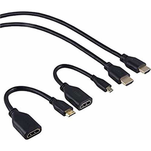 Philips Universal HDMI Cable Adapter Kit with 6' HDMI Cable, A-D and A-C Pigtail Adapters - Black