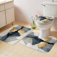 thumbnail image 4 of Abstract Impressionist Style Bathroom Rugs Set Gary Gold Color Block Non Slip Absorbent Soft Bath Mats 3 Piece Set with Bathroom Rug, U-Shaped Floor Mat, Toilet Seat Cover Large Size, 4 of 9