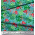 thumbnail image 3 of Soimoi Georgette Viscose Tissu Feuilles Tropicales & Flamants Roses Oiseau Tissu Imprimé par Yard 42 Pouces de Large, 3 of 3