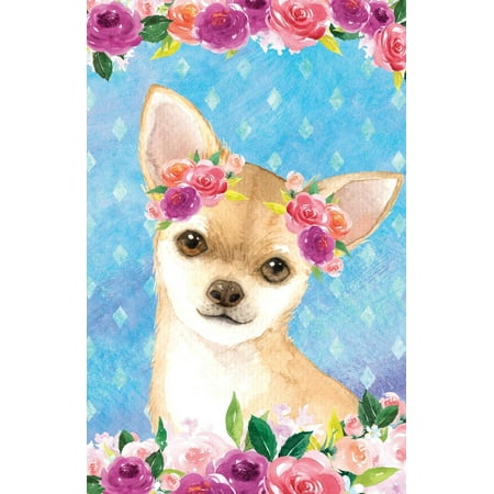 Journal Notebook for Dog Lovers Fawn Chihuahua in Flowers: Blank Journal to Write In, Unlined for Journaling, Writing, Planning and Doodling, for Women, Men, Kids, 160 Pages, Easy to Carry Size