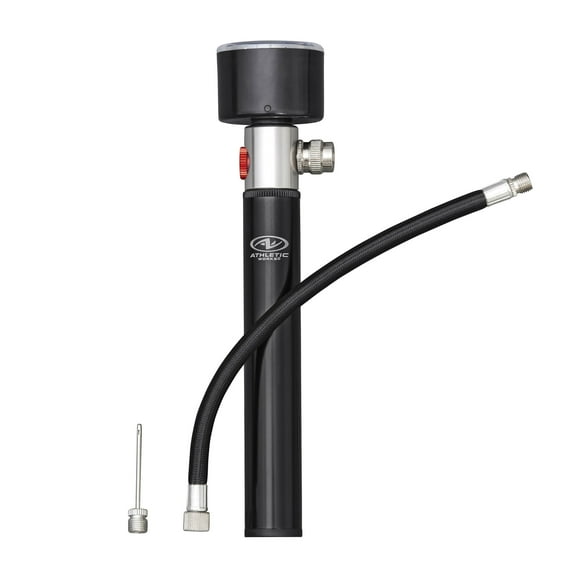 Athletic Works Sports Ball Pump with Pressure Gauge, Hose & Needle, Quick & Easy Inflation