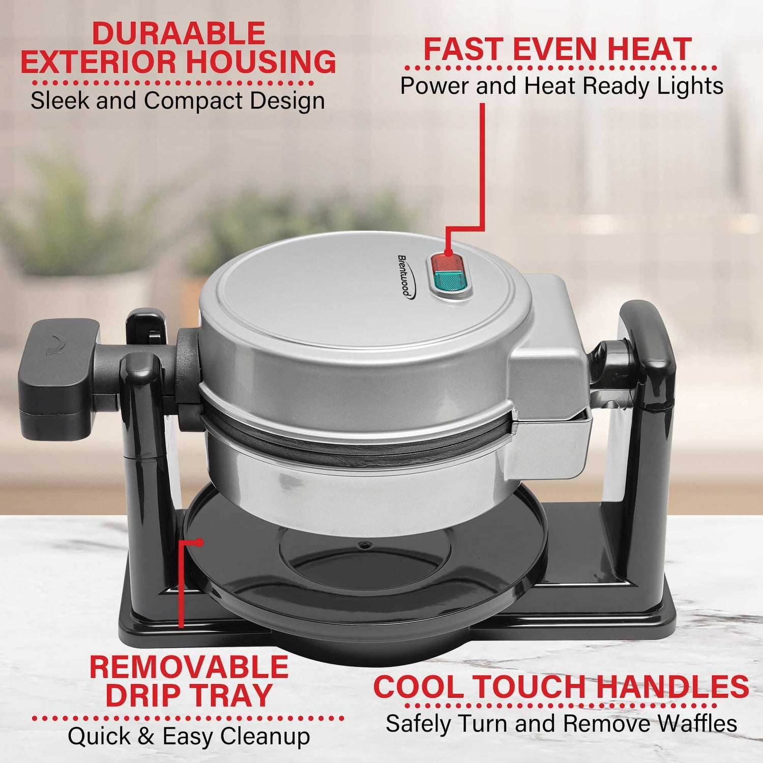Brentwood Electric Belgian Waffle Maker, Silver