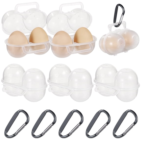 6 Pcs Egg Holders, 2-grid Egg Storage Containers with D Buckles, Leakproof and Shockproof Egg Carriers, Portable Plastic Egg Storage Boxes for Kitchen, Camping, Travel