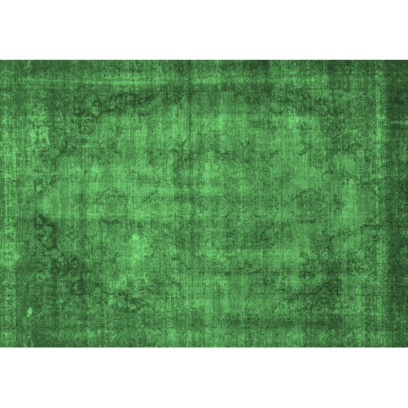 Ahgly Company Indoor Rectangle Abstract Emerald Green Modern Area Rugs, 7' x 10'