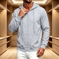 thumbnail image 5 of Mens Zip Up Hoodies Fashion Fleece Long Sleeve Hooded Sweatshirts Winter Casual Thermal Classic Fit Drawstring Hoodies Light Gray M, 5 of 6