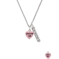 thumbnail image 2 of Delight Jewelry Acrylic Pink "Dream On / Bite Me" Heart Silvertone Always My Mother Bar Charm Necklace, 23", 2 of 4