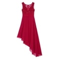 thumbnail image 4 of Zaldita Kids Girls Sequins Lace Junior Bridesmaid Dresses High-Low Chiffon Wedding Party Formal Gown Burgundy 8, 4 of 7