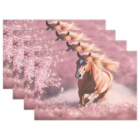 

Ryvnso Placemats Set of 4 A Running Horse Dining Mats Heat-Resistant Non-Slip Washable Table Mat