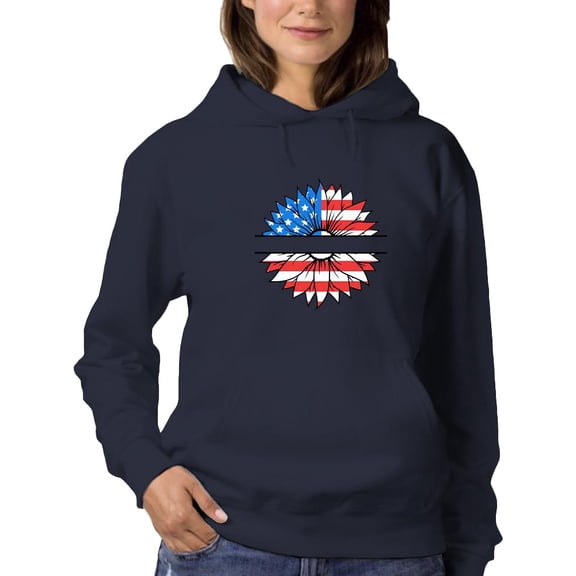 Patriotic Sunflower Usa Hoodie Women -Image by Shutterstock, Female Medium