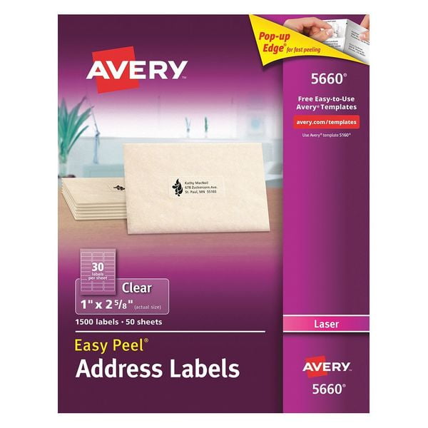 Avery Avery® Clear Easy Peel® Address Labels for Laser Printers 5660