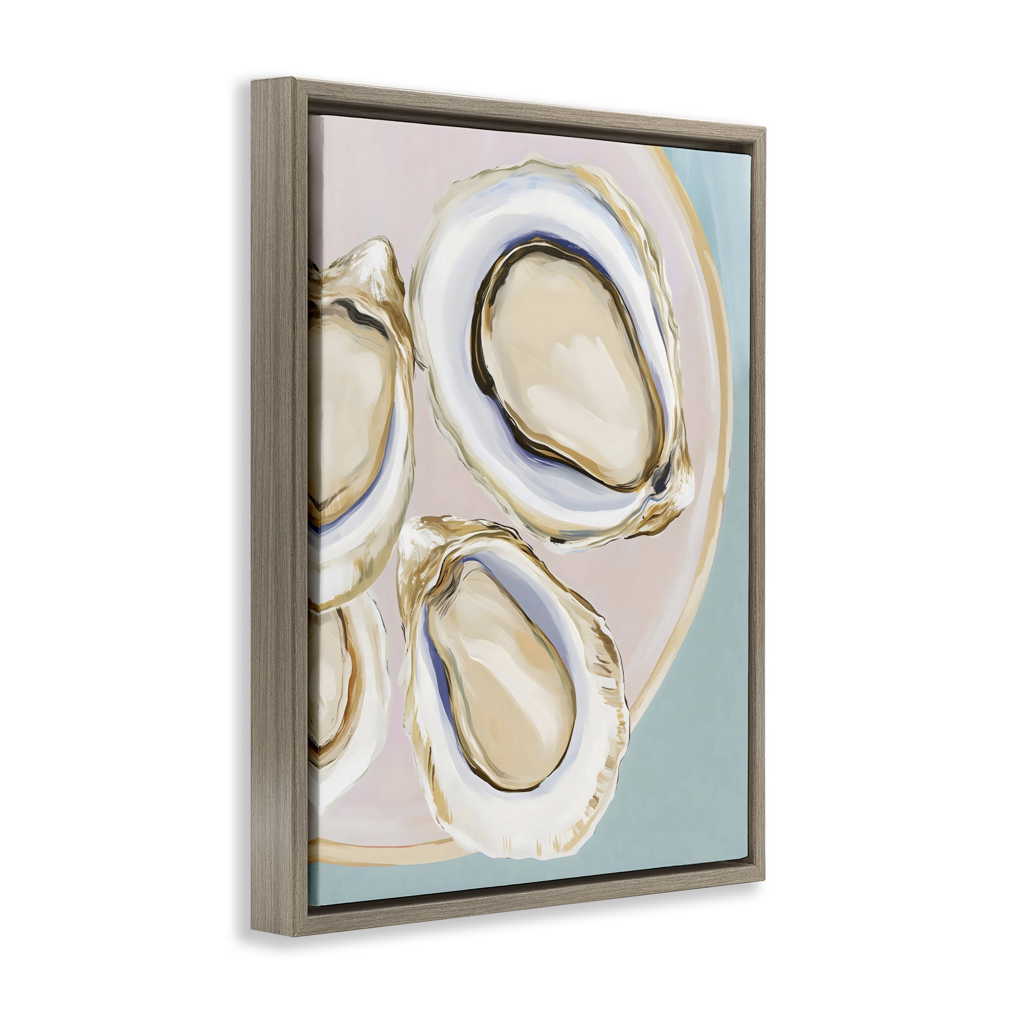 Stupell Industries Plate of Oysters Brown Framed Floater Canvas Wall Art, design by The Prints Vibe