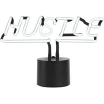 Amped & Co Hustle Neon Sign, White, Large 12 x 8 inches, Real Neon Desk and Table Lamp