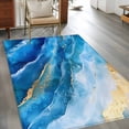 thumbnail image 2 of Abstract Waves Area Rugs 4x6 ft Retro Blue Gold White Oil Painting Style Washable Rug Non Slip Indoor Carpet Absorbent Floor Mat for Living Room Bedroom Dining Room, 2 of 9