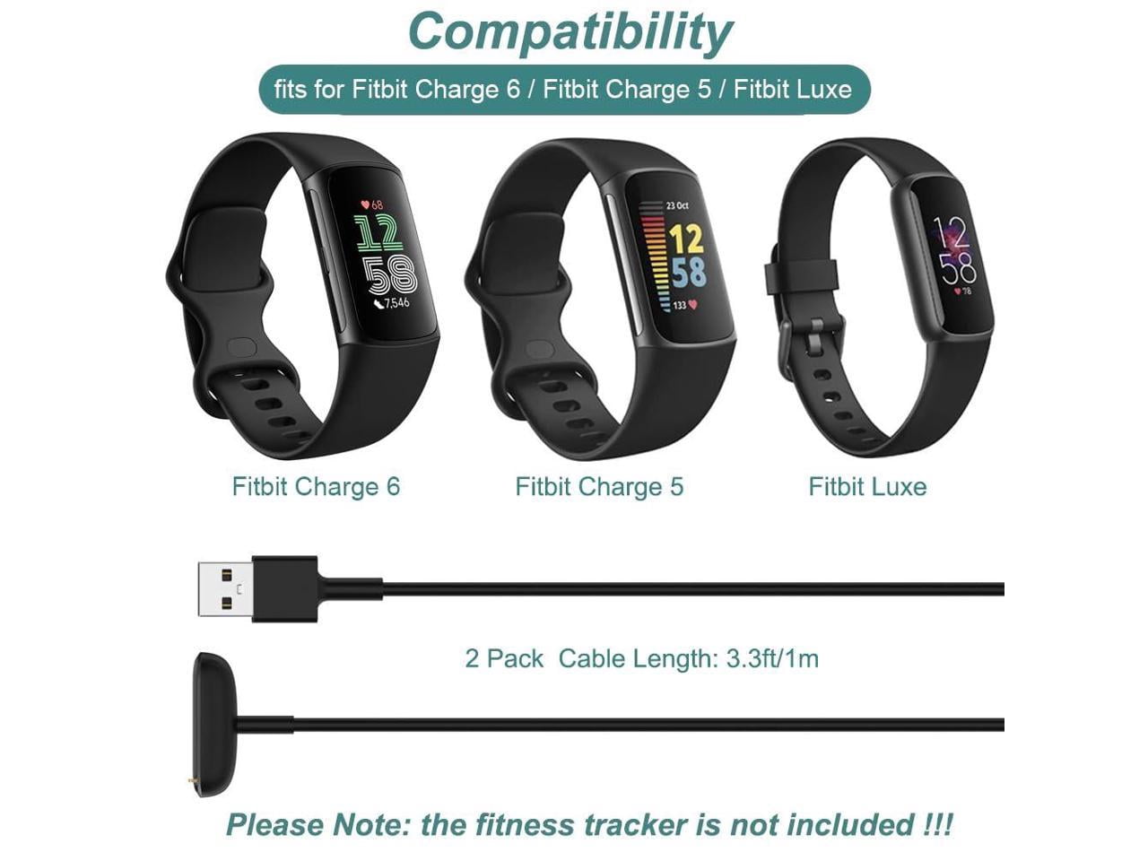 Charger for Fitbit Charge 5 / Fitbit Charge 6 / Fitbit Luxe, Replacement Charging Cable Cord Accessories for Fitbit Luxe/Charge 5/Charge 6 [2-Pack, 3.3ft/1m]