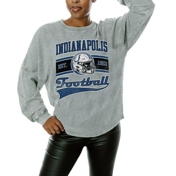 Women's Gameday Couture  Gray Indianapolis Colts  Snow Wash Oversized Long Sleeve T-Shirt