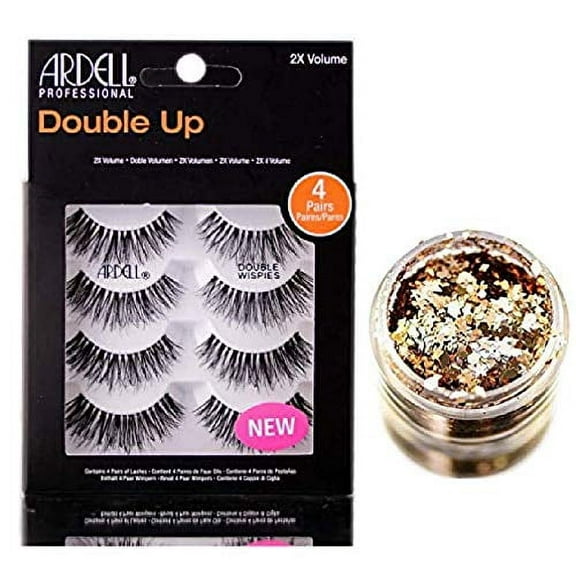 Ardell NATURAL MULTIPACK Lashes (with bonus Skin/Hair GLITTER) (DOUBLE WISPIES (4 Pairs - Double Up))