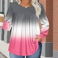 thumbnail image 5 of Heisall Womens Plus Size Tops Long Sleeve Round Neck Loose Casual Ombre T-Shirts Home Daily Wear, 5 of 6