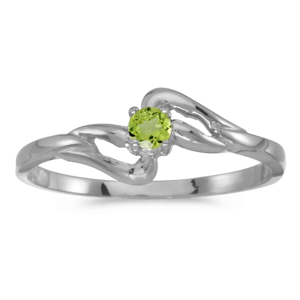 10k White Gold Round Peridot Ring by