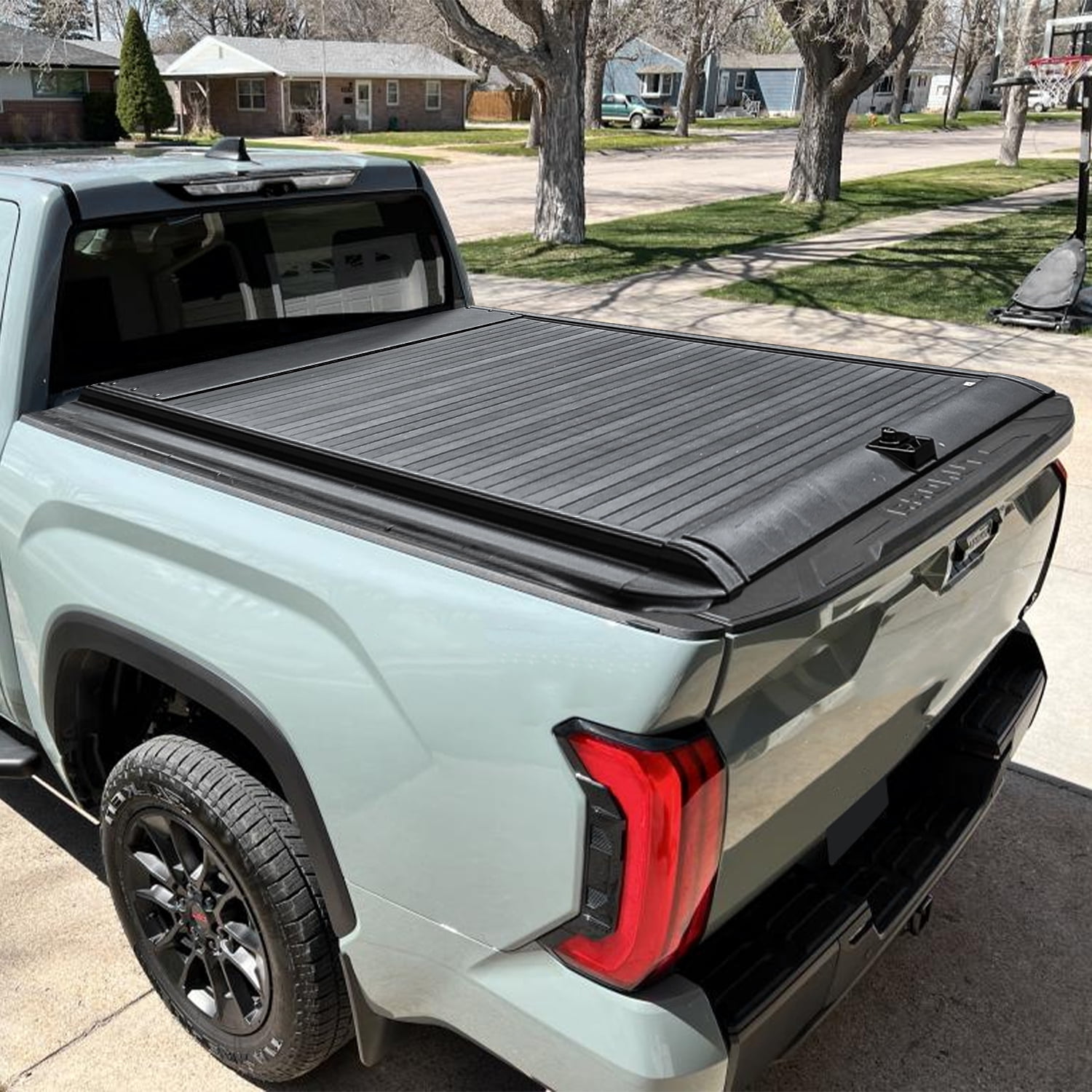 Retractable Hard Tonneau Cover Fits 2014-2025 Toyota Tundra 5'6" (66.7”) Truck Bed Matte Black Aluminum Low Profile Waterproof Off Road (Retractable, Matte Black, Manual Retract)
