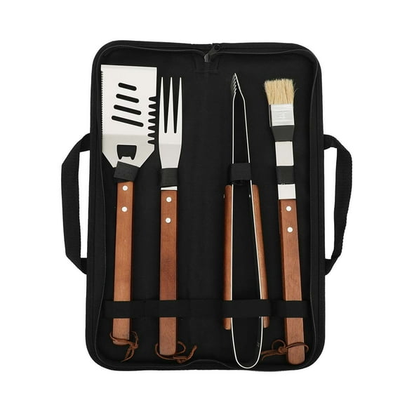 Utensilios Para Parrilla GIBSON Mango De Madera Con Bolsa 4 Pzas