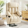 thumbnail image 6 of INGALIK Large Power Lift Recliner Chair with Heating and Massage, Breathable Leather Electric Lift Assist Recliner for Living Room with USB Charge, Cup Holders (Beige), 6 of 6
