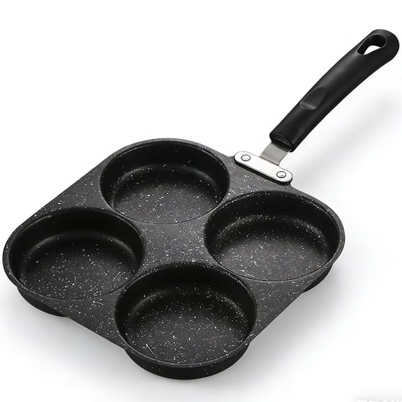 4-Cup Non-Stick 4-Hole Egg & Pancake Pan, Multi-Stovetop Cookware for Gas & Induction Stovetop, Suitable for Breakfast