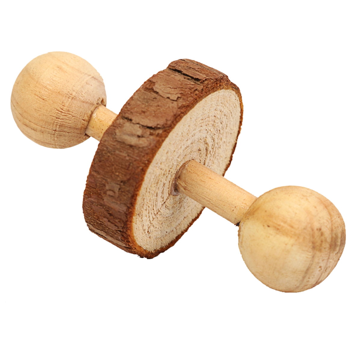 Natural Pine Dumbells Unicycle Bell Roller Chew Toy For Guinea Pig Rat Rabbit Wd 