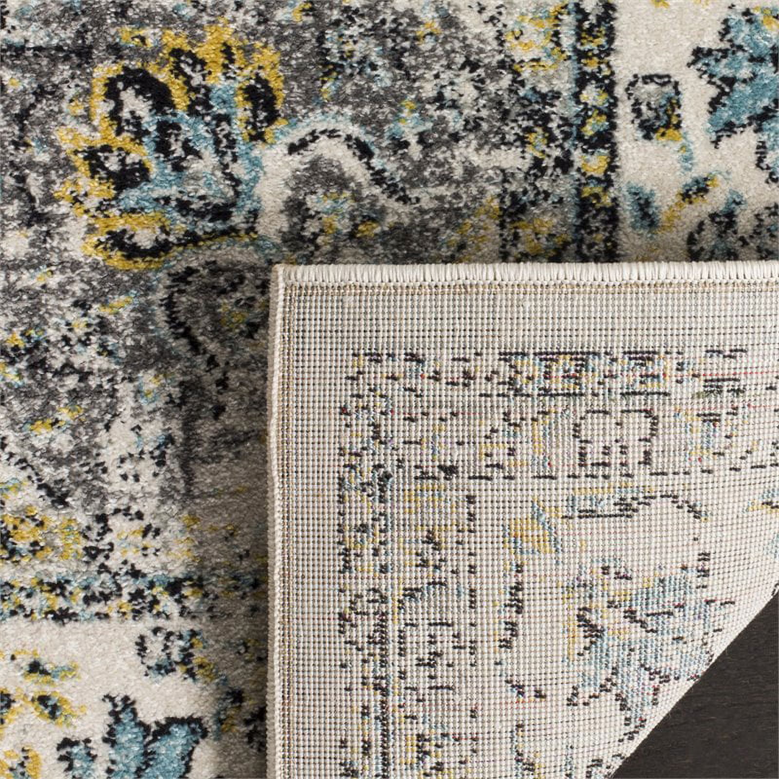 SAFAVIEH Evoke Teale Traditional Bordered Area Rug, Grey/Gold, 6'7" x 9'