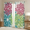 thumbnail image 2 of Manfei Minimalist Dahlia Curtains Pack of 2 (38x54),Flower Leaves Black Out Curtains,Cyan Green Pink Curtains for Living Room,Lightweight Room Decorative, 2 of 6