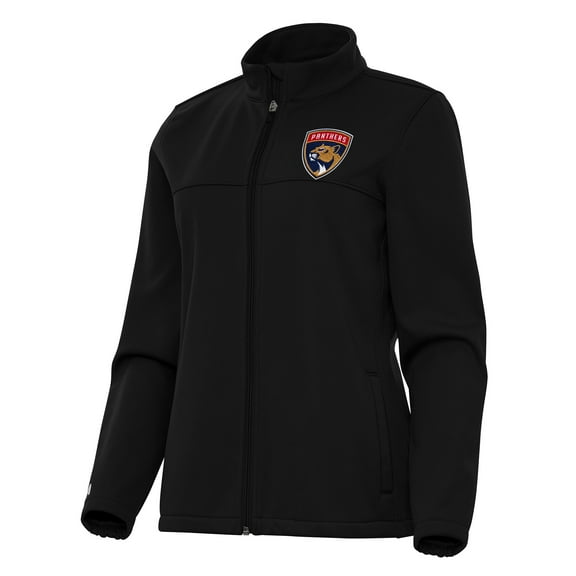 Women's Antigua Black Florida Panthers Links 2 Full-Zip Golf Jacket