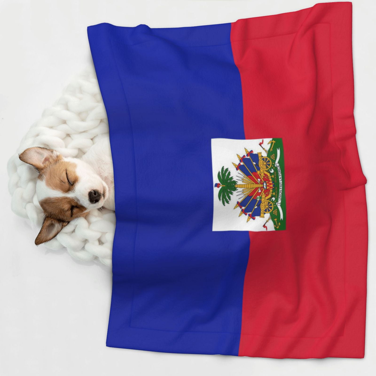 Haitian Flag Pattern Dog Blanket Soft Warm Flannel Cat Blanket Great Pet Throw for Cats Puppy Small Medium Large Dog