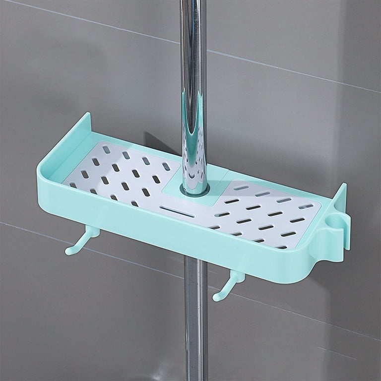 Amlbb Household Tools Shower Rack Punch-free Shower Caddy Shelves Slide Bar for Shower Head, Shampoo, Soap HolderSuitcase,with Stainless Steel Guardrail