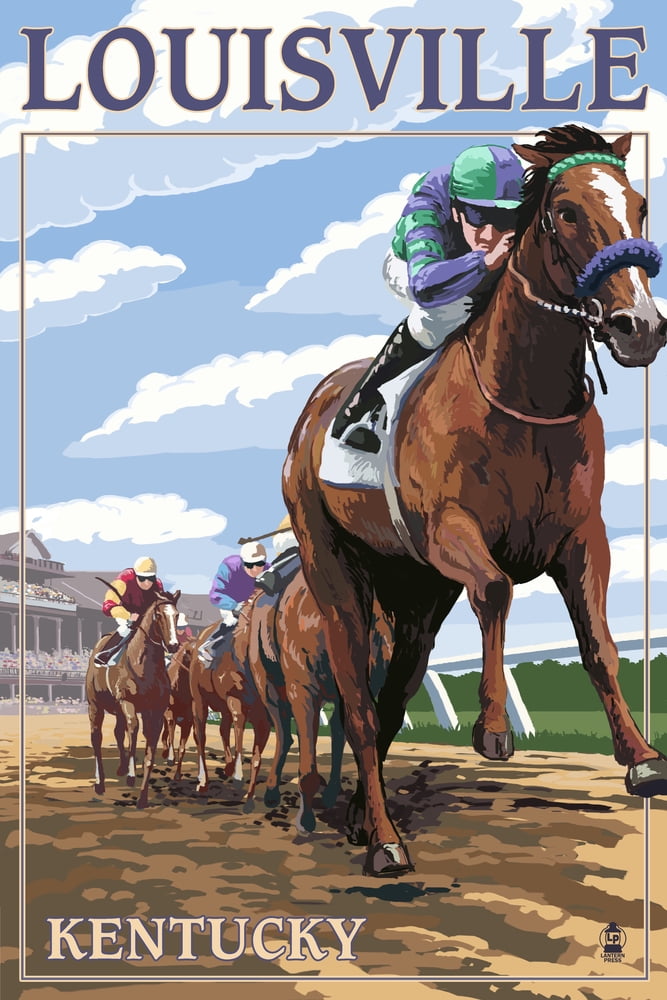 Louisville, Kentucky, Horse Racing Track Scene (9x12 Wall Art Print, Home Decor)