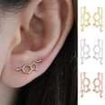 thumbnail image 2 of Ruanlalo Simple Women Serotonin Molecule Shape Ear Climbers Earrings Crawler Jewelry Gift Golden, 2 of 6