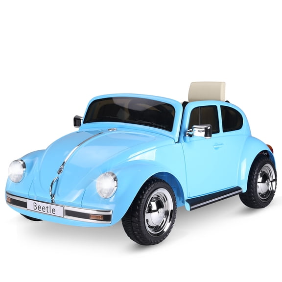 LHYY Licensed Volkswagen Beetle Electric Ride-On Car 6V Battery Powered Toy with Remote Control Music Horn Lights MP3 for 3-6 Years Old Blue