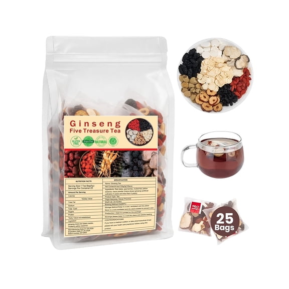 Ginseng Five Treasure Tea Bags – 25 Count