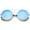 Gold / Blue-Orange Mirror, variant on sunglassLA Unisex Modern Slim Double Nose Bridge Colored Mirror Flat Lens Round Sunglasses (Gold / Gold Mirror) - 53mm